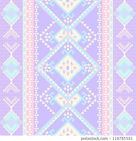 Pastel Native American Patterns, Native Ornaments, Abstract Geometric Backgrounds for Decor, Clothing, Fabric, Textiles, Fashion. 119785581