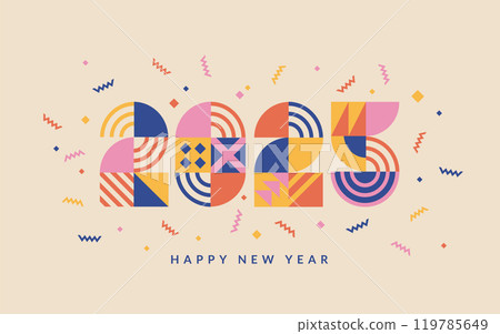 2025 New Year banner with isolated numbers 2025 New Year banner with isolated numbers 119785649