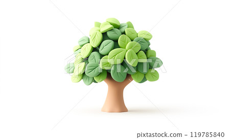 黏土風格綠葉樹的 3D 插圖 119785840