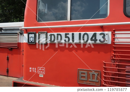 Red diesel locomotive Red diesel locomotive 119785877