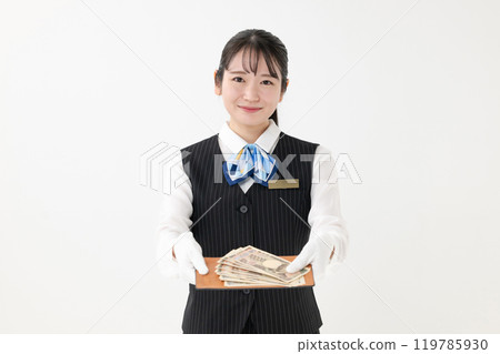 A woman with money 119785930
