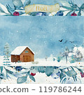 Quiet mountain hut and snowy scenery in winter 119786244