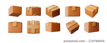 3D closed carton packaging box set isolated 3D closed carton packaging box set isolated 119786608