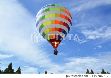 hot air balloon mooring flight hot air balloon mooring flight 119786997
