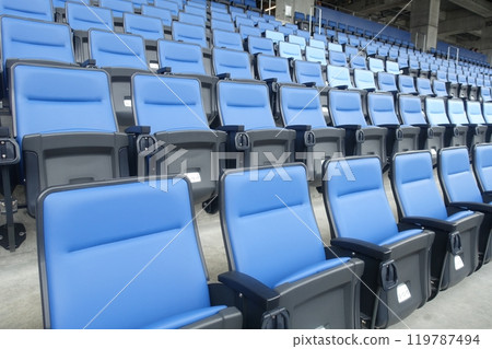 Seats lined up in the stadium 119787494