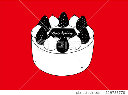 Illustration of a shortcake on a birthday plate 119787778
