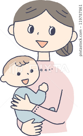 A smiling mother holding a baby A smiling mother holding a baby 119787861