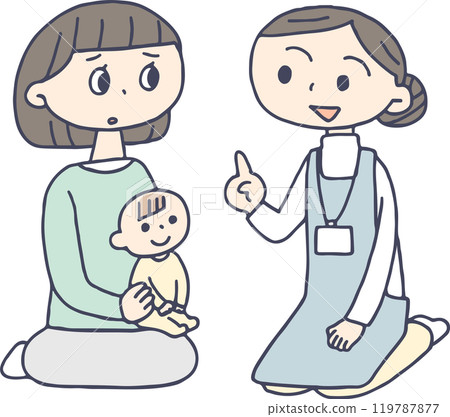 A female nursery teacher giving advice 119787877