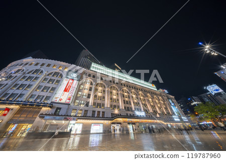Osaka Takashimaya front Namba Square at night 119787960
