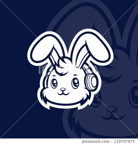Cute bunny with headphone mascot character Cute bunny with headphone mascot character 119787975