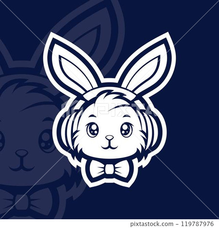 Cute bunny with headphone mascot esport logo character Cute bunny with headphone mascot esport logo character 119787976