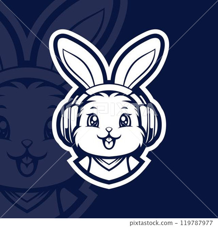 Cute bunny with headphone mascot logo character Cute bunny with headphone mascot logo character 119787977