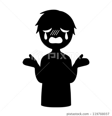 哭泣的小人形象黑色剪影人物素材 哭泣的小人形象黑色剪影人物素材 119788037
