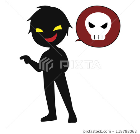 Image material of a dangerous conversation between a villain and a skull mark 119788068