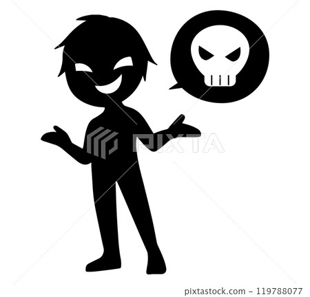 Image material of a dangerous conversation between a villain and a skull mark 119788077