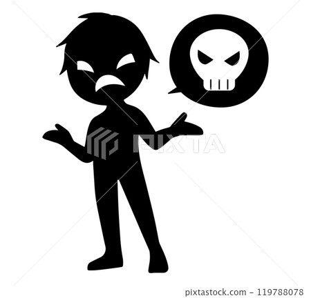 Image material of a dangerous conversation between a villain and a skull mark Image material of a dangerous conversation between a villain and a skull mark 119788078