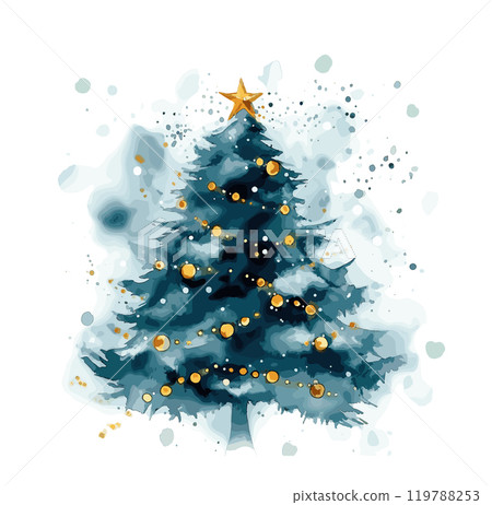 Christmas tree watercolor design 119788253