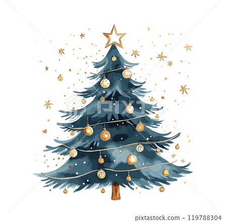 Christmas tree watercolor design 119788304