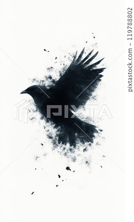 striking silhouette of bird in flight, surrounded by misty, abstract background. dark figure contrasts beautifully with light backdrop, evoking sense of freedom and mystery striking silhouette of bird in flight, surrounded by misty, abstract background. dark figure contrasts beautifully with light backdrop, evoking sense of freedom and mystery 119788802