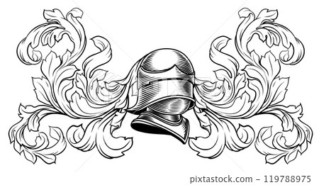 Coat of Arms Crest Knight Helmet Heraldry Design 119788975