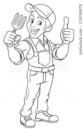Gardener Cartoon Garden Tool Man Farmer Mascot Gardener Cartoon Garden Tool Man Farmer Mascot 119788978