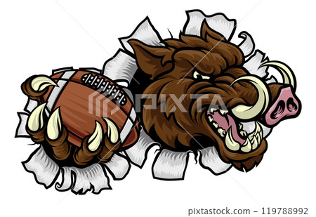Boar Wild Hog Razorback Warthog Football Mascot Boar Wild Hog Razorback Warthog Football Mascot 119788992