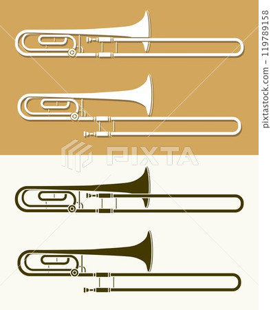 Trombone Orchestra Instrument Cartoon Music Graphic Vector 119789158