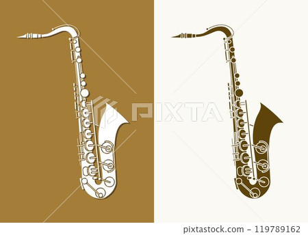 Saxophone Orchestra Instrument Cartoon Music Graphic Vector 119789162