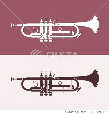 Trumpet Orchestra Instrument Cartoon Music Graphic Vector 119789163