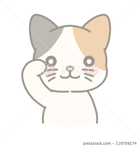 Illustration of a saluting calico cat Illustration of a saluting calico cat 119789274