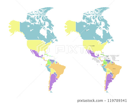 Americas colored map_pastel set Americas colored map_pastel set 119789341