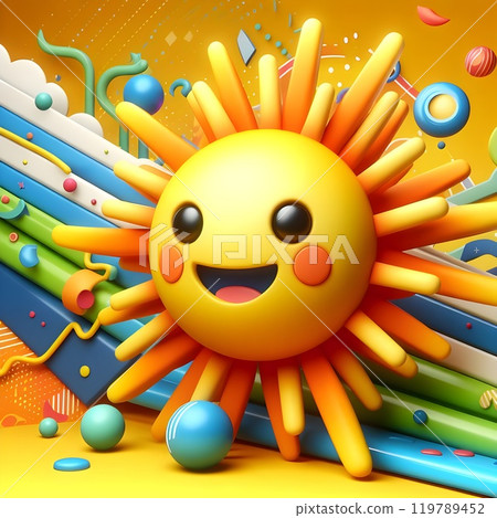 Fun and creative digital art of the sun. 119789452