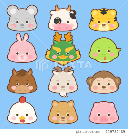 cute chinese animal zodiac set 119789489
