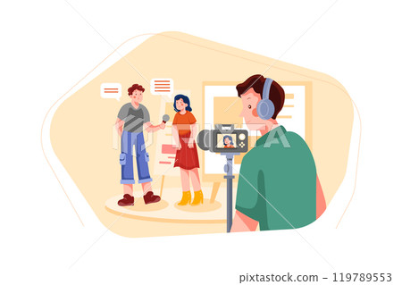 Broadcasting live event concept illustration 119789553