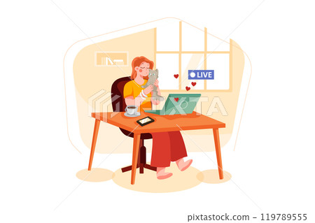 Influencer girl vlog broadcasting 119789555