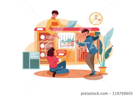 Friendly collaboration in teamwork Friendly collaboration in teamwork 119789605