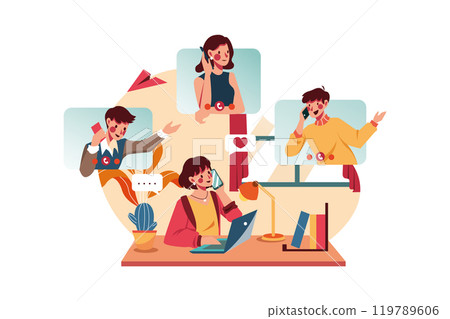 Statistician working with documents 119789606