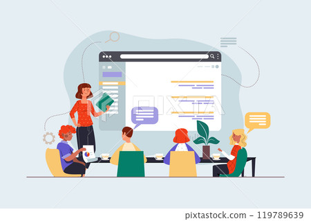 Business conference room with people managers working team 119789639