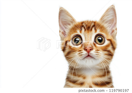 Cute Kitten Portrait on White Background 119790197