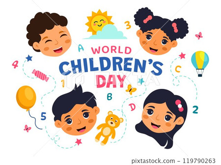 World Children's Day Vector Illustration on November 20 Featuring Cute Decorative Elements to Child Welfare and Rights in a Cartoon Background 119790263