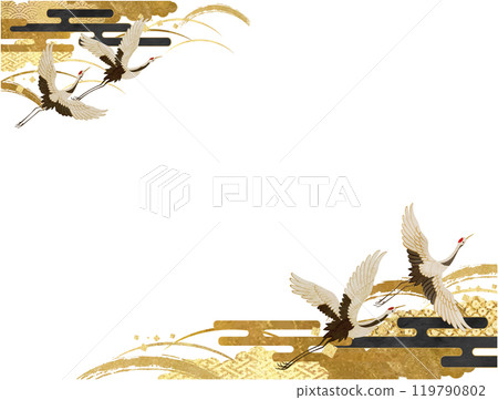 日本現代起重機和金色日本圖案背景透明日式背景 119790802