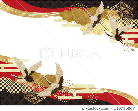 日本現代金鶴與日式圖案背景 透明日式背景 119790807