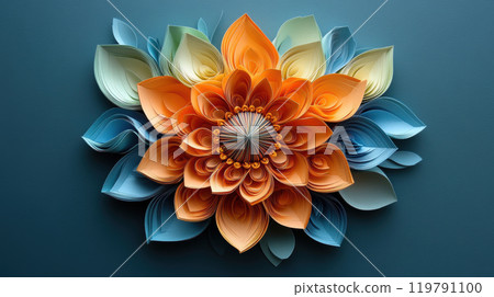 vibrant paper flower design featuring orange, blue, and green petals, showcasing intricate details and stunning arrangement. This artwork adds cheerful touch to any space vibrant paper flower design featuring orange, blue, and green petals, showcasing intricate details and stunning arrangement. This artwork adds cheerful touch to any space 119791100
