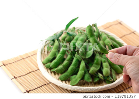 Edamame beans on a basket (white background) Edamame beans on a basket (white background) 119791357