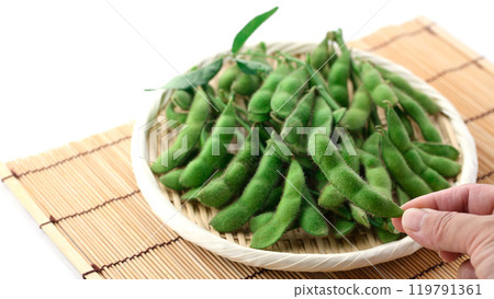 Edamame beans on a basket (white background) Edamame beans on a basket (white background) 119791361