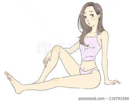 一個時尚女人,全身的插圖 一個時尚女人,全身的插圖 119791560