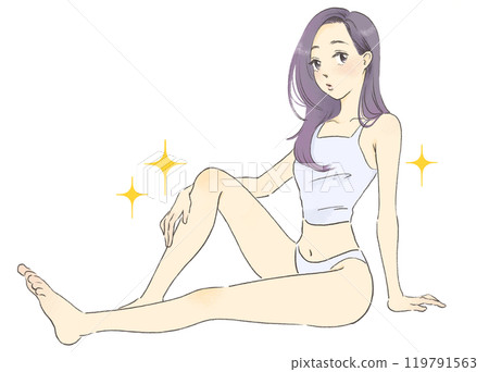 Illustration of a stylish woman, full body Illustration of a stylish woman, full body 119791563