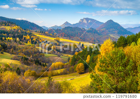 Mountain landscape in the Pieniny National Park at the foot of the Tatra Mountains 119791680