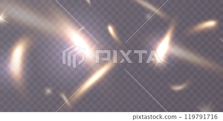 Light effect and zigzag ribbon falling from above on a beam of light, tinsel vector 119791716