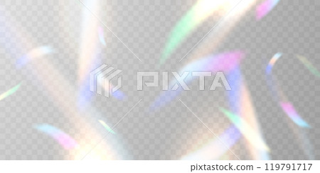 Light effect and zigzag ribbon falling from above on a beam of light, tinsel vector 119791717